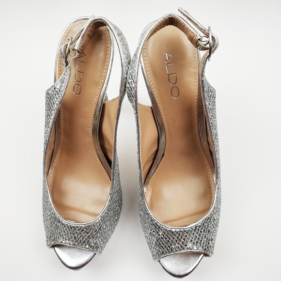 Aldo Silver Gray High Heels Sandals - Picture 4 of 11